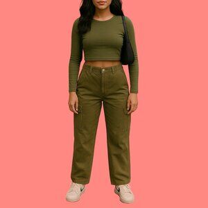 Denim Co. Olive Green Cargo Pants Women’s Size 4 (EUR 36 / UK 8)